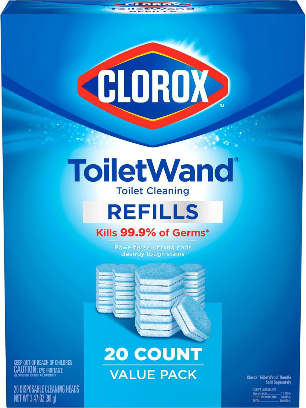 Clorox ToiletWand Toilet Cleaner Refills, Toilet brush, Original, 20 Count