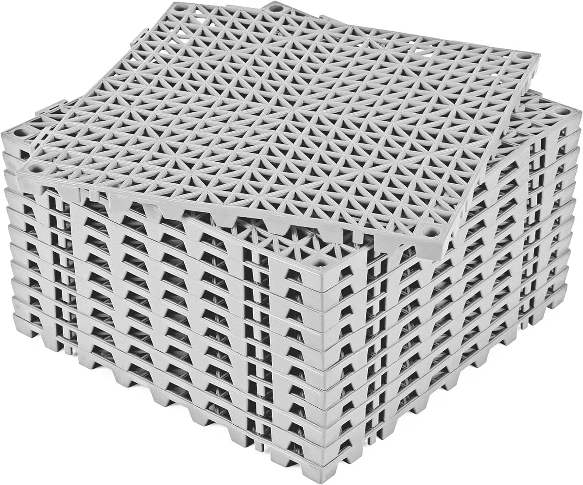 ToLanbbt Modular Interlocking Cushion 12P 11.8" x 11.8" Interlocking Rubber Floor Drain Holes Non-Slip Splicing Drainage Mats for Deck, Shower, Kitchen, Drain Pool, Sauna Bath, Indoor Outdoor (Black)