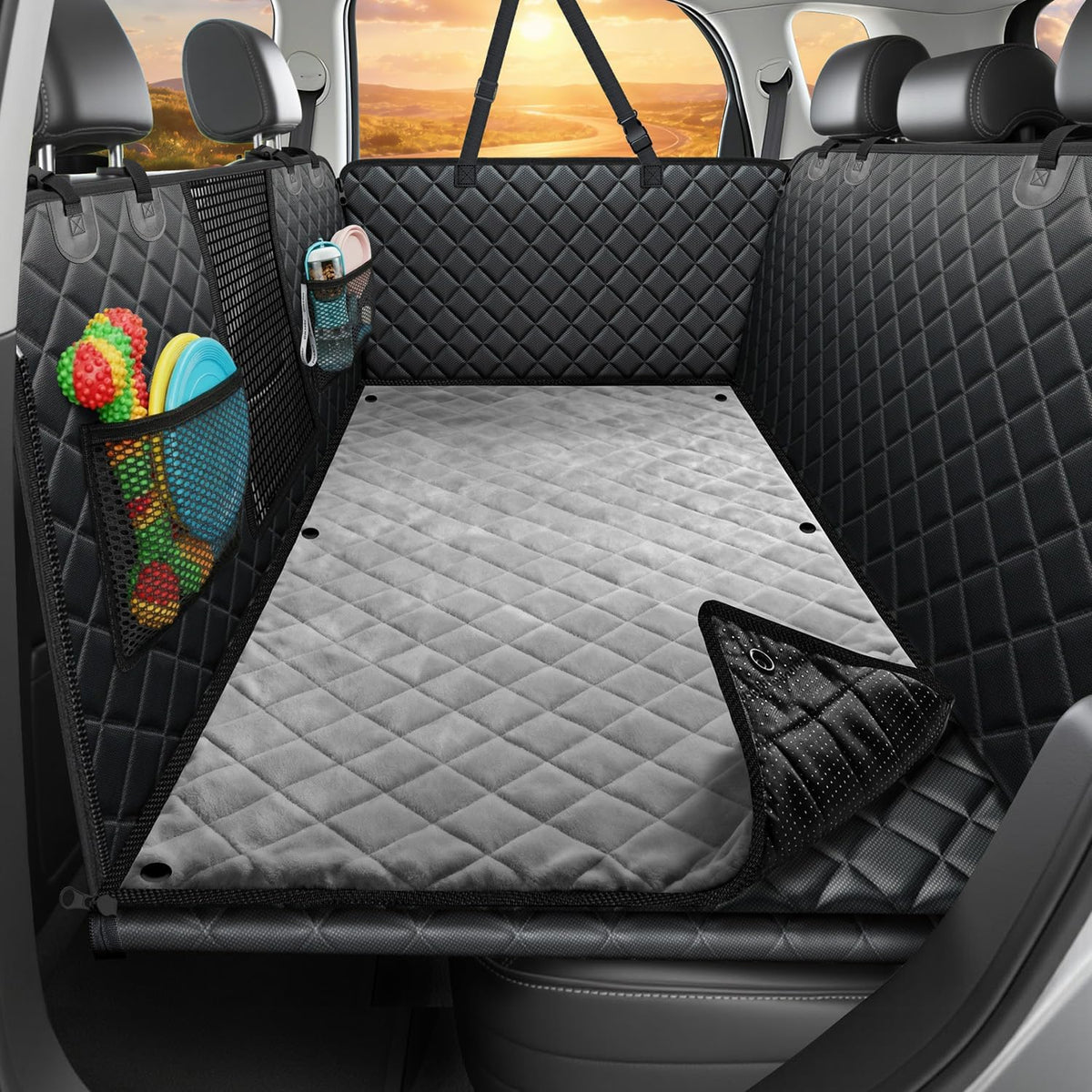 URPOWER Back Seat Extender for Dogs, Large Hard Bottom Dog Car Seat Cover
