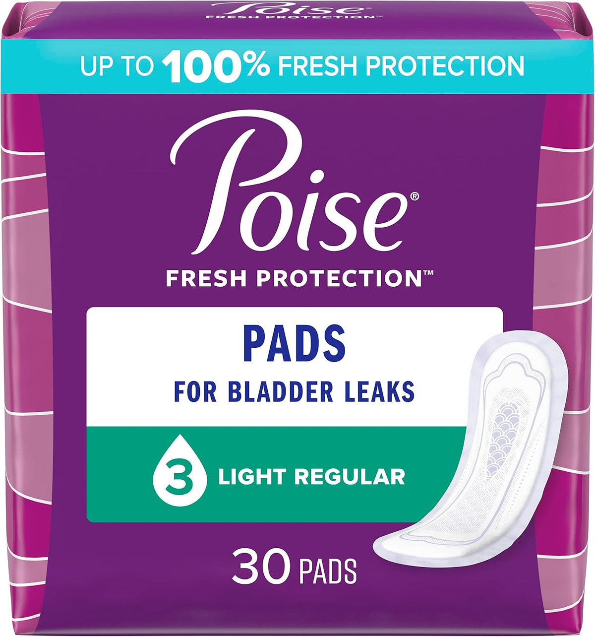 Poise Incontinence Pads for Women, 3 Drop, Long, 96 ct