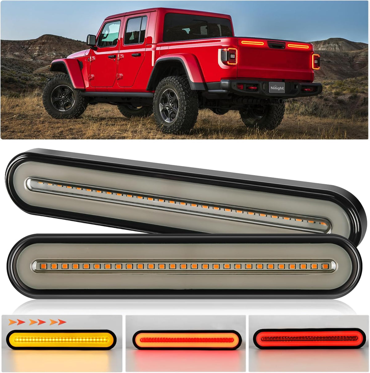 Nilight 6" Oval LED Trailer Tail Lights,Red, 2 Pack, Grommets Mount