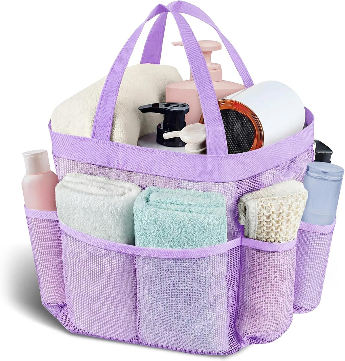 Mesh Shower Caddy Portable - 9 Pockets, Shower Bag for Dorm Room Camping