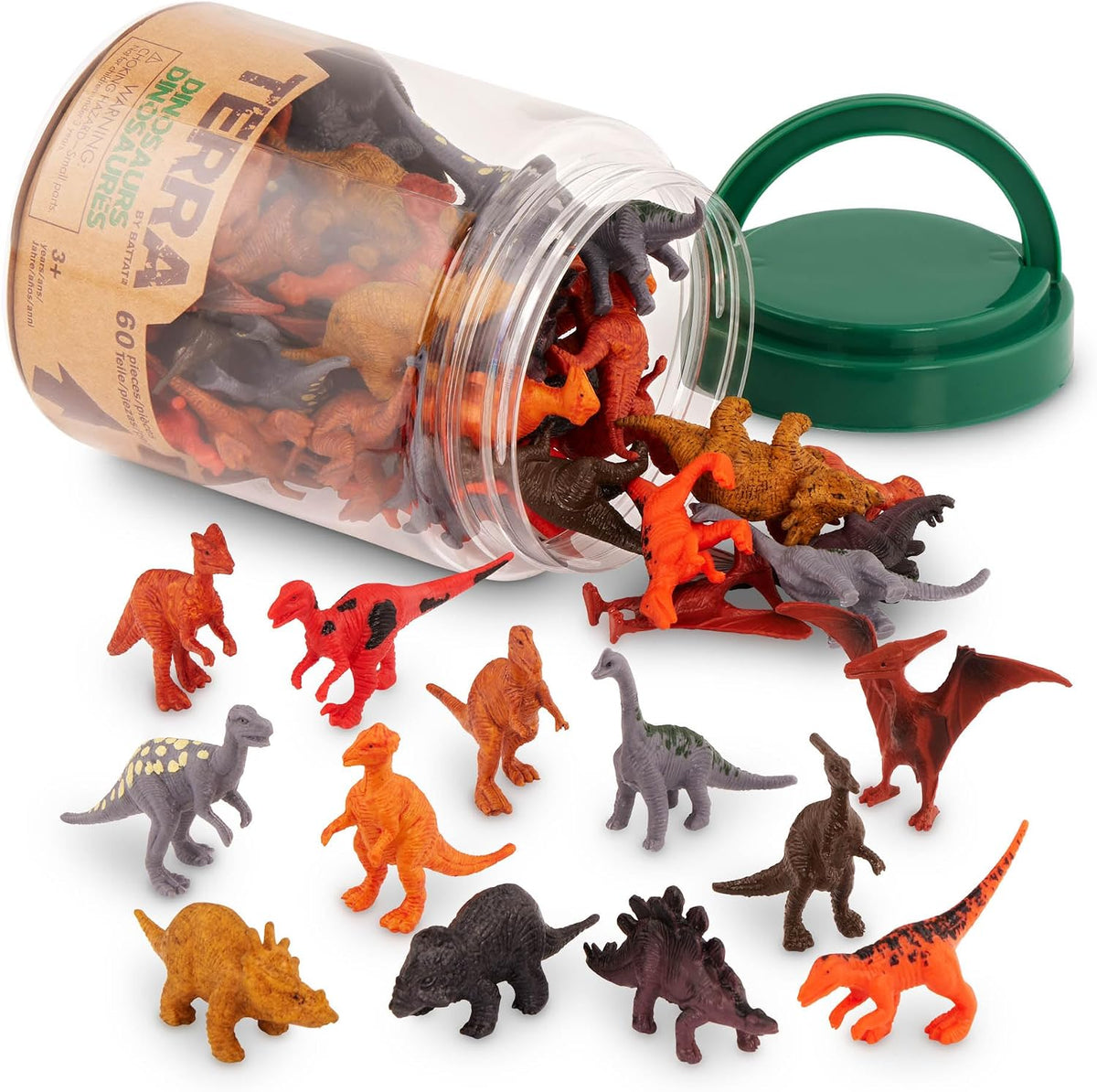 Terra by Battat Wild Animal Figurines Tube, 60 Mini Safari Figures, Animals