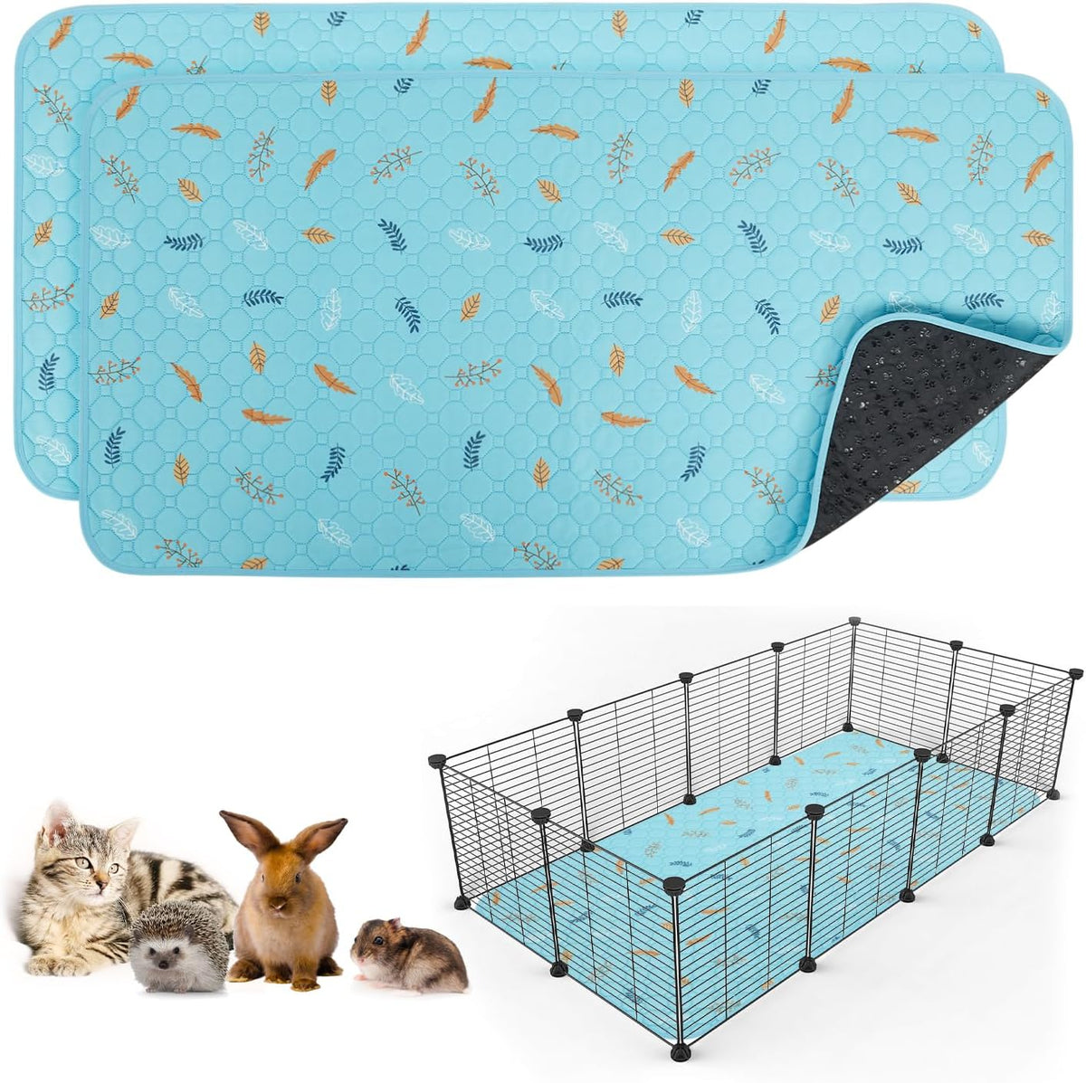 Sunheir Washable Pee Pads for Dogs, Reusable Puppy Pads for Dog Playpen 2PC | Thick Super Absorbent, Leak-Proof & Non-Slip, Waterproof Dog Pads for Puppy Playpen, Crate, Whelping Box, Potty Training Grey