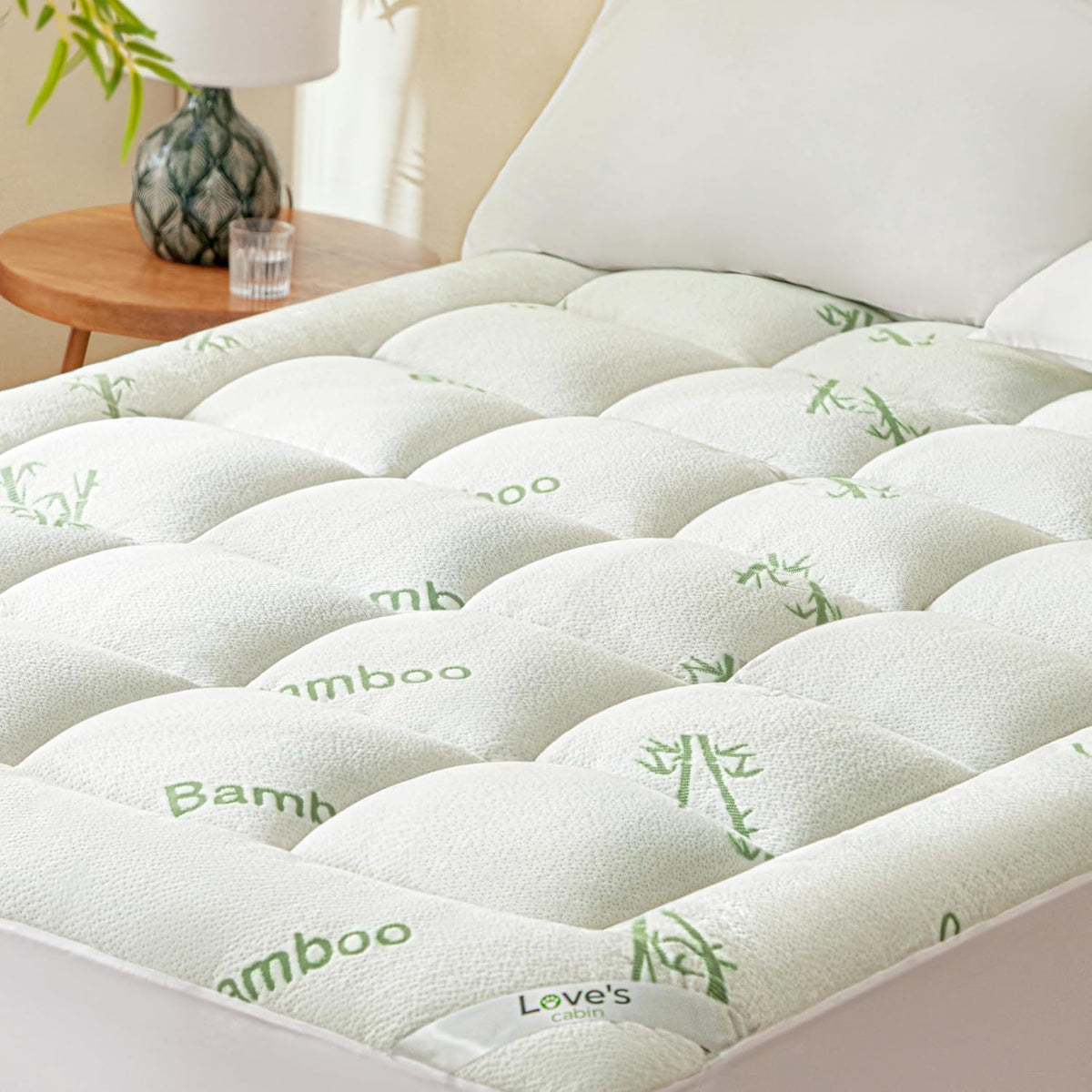 Love's cabin Twin XL Mattress Topper Viscose Derived from Bamboo, Thick Pillow Top Mattress Pad with Stretchable Pockets for 8"-20" Mattress, Soft Breathable Cooling Mattress Topper for Hot Sleepers