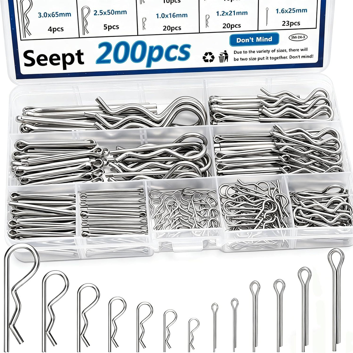 120Pcs Cotter Pins 304 Stainless Steel Cotter Pins Assortment Kit Tractor Pin Used for Hitch Pin Lock System, Trucks, Engine Repair in Towing Hitch Clips & Pins