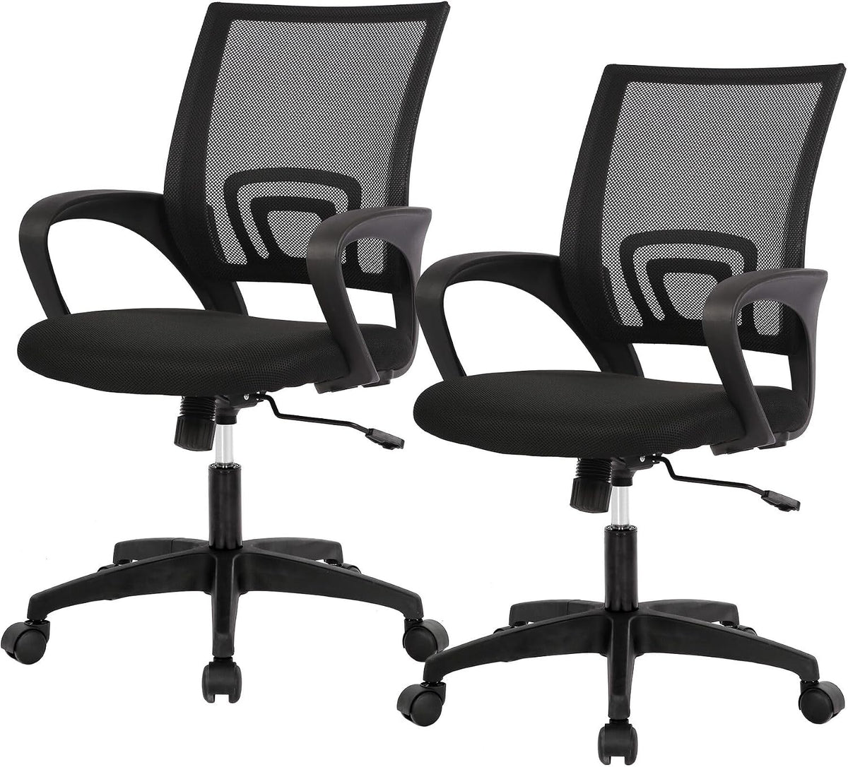 BestOffice Ergonomic Office Chair | Mid-Back Swivel Desk Chair | Dark Black
