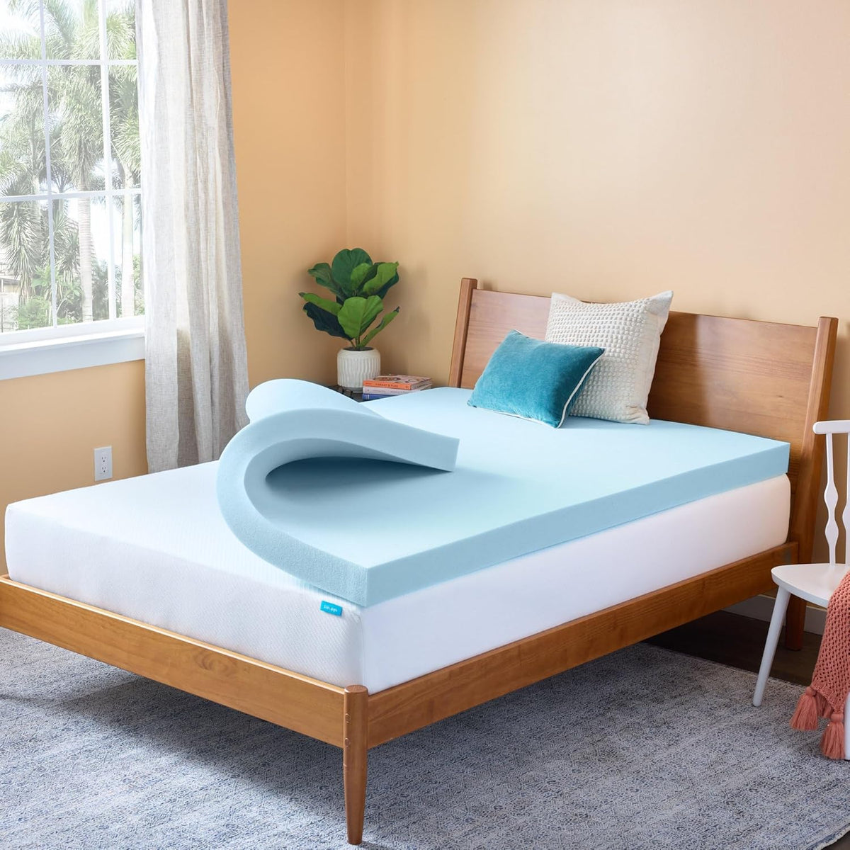 Linenspa Memory Foam Mattress Topper, Twin XL Size - 2 Inch Gel Infused Memory Foam - Plush Feel - Cooling and Pressure Relieving - CertiPUR Certified - Dorm Room Essentials