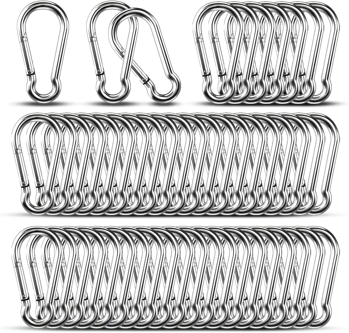 Small Carabiner Clip Hooks, 10pcs 1.57 inch Carabiners Heavy Duty, 304 Stainless Steel Spring Snap Hook Fits Camping Hiking, Metal Clips for Rope Chain Keychain Keys Rings