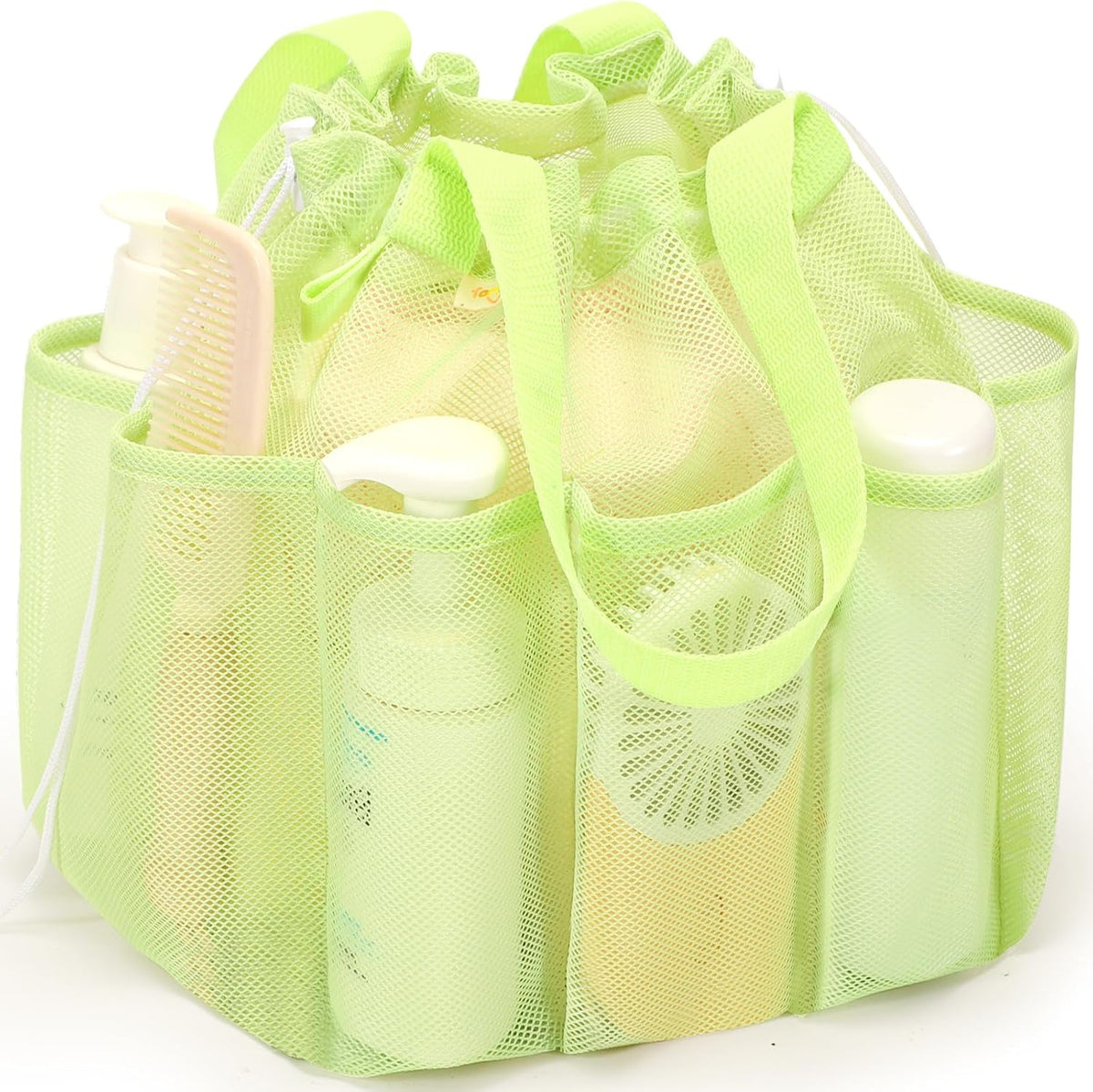 famichan Mesh Shower Caddy Portable with Drawstring, Dorm Room Essentials for College Students Girls, Large Shower Bag for Camping,Swimming,Gym,Travel,Bathroom - Pink