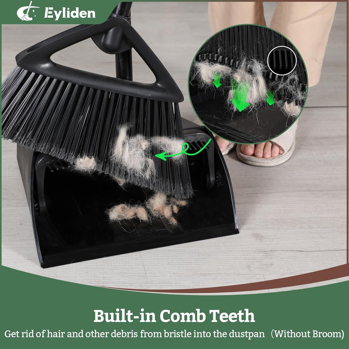 Eyliden Large Commercial Dustpan with Comb Teeth, Upright