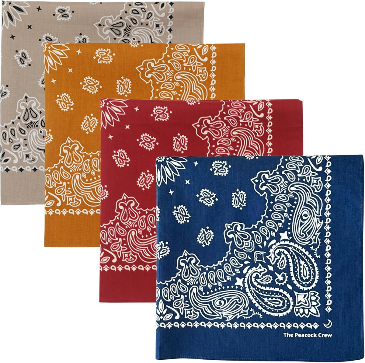 The Peacock Crew Premium Soft Cotton Bandanas Pack for Men and Women Paisley 22 x 22 inches
