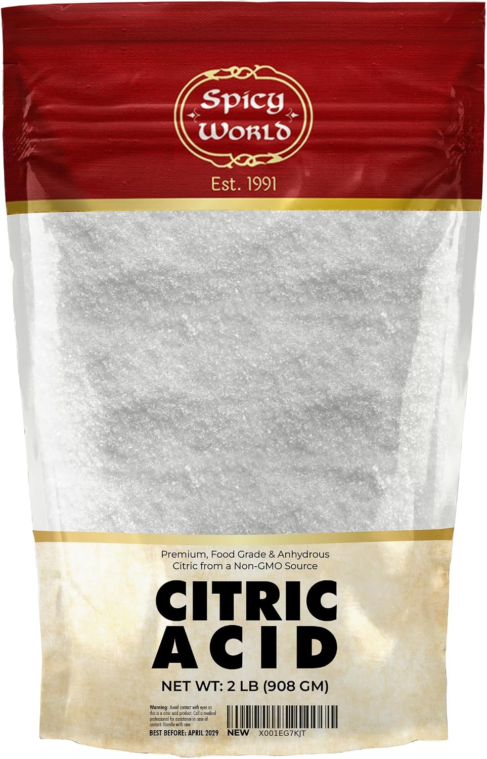 Citric Acid 2 LB Bag - 100% Pure, Food Grade & Non-GMO - Citric Acid Powder For Cleaning, Bath Bombs, Preserving - Fine Granular by Spicy World