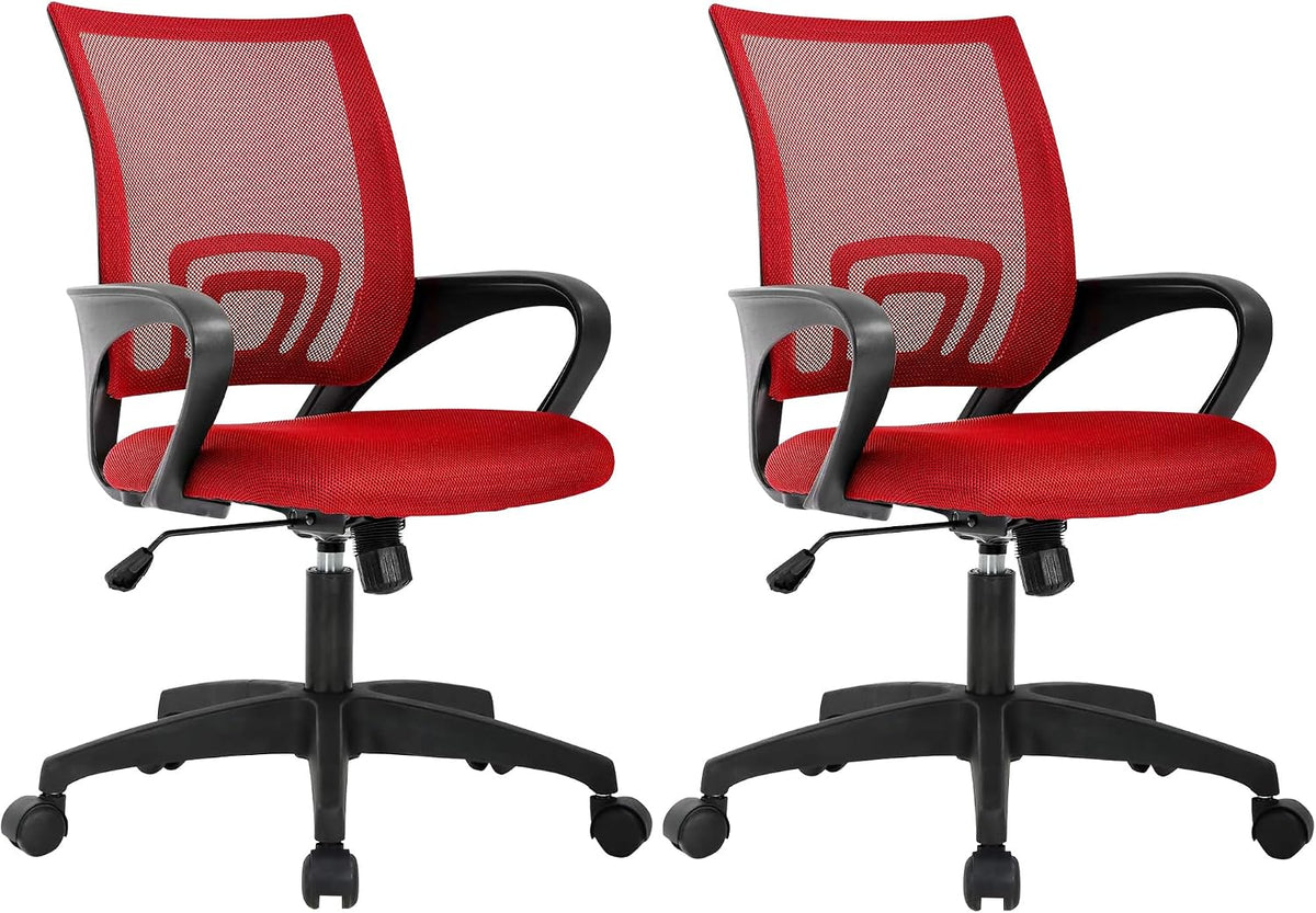BestOffice Ergonomic Office Chair | Mid-Back Swivel Desk Chair | Dark Black