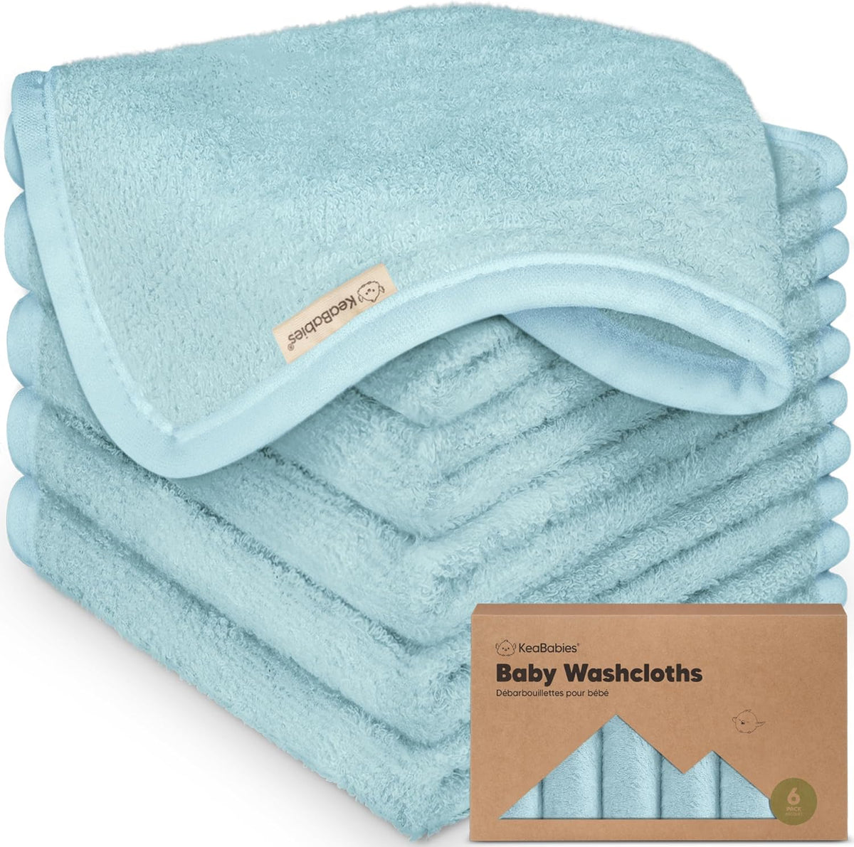 6-Pack Baby Washcloths, Soft Absorbent Washcloths for Face, Body (White)