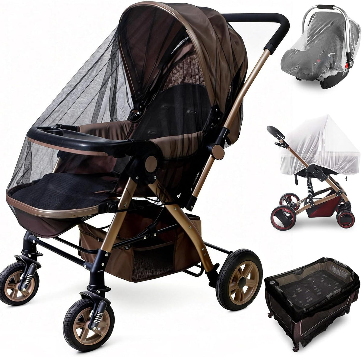 Sysmie 2 Pack Baby Stroller Mosquito Net, Durable Mesh Protection, Black