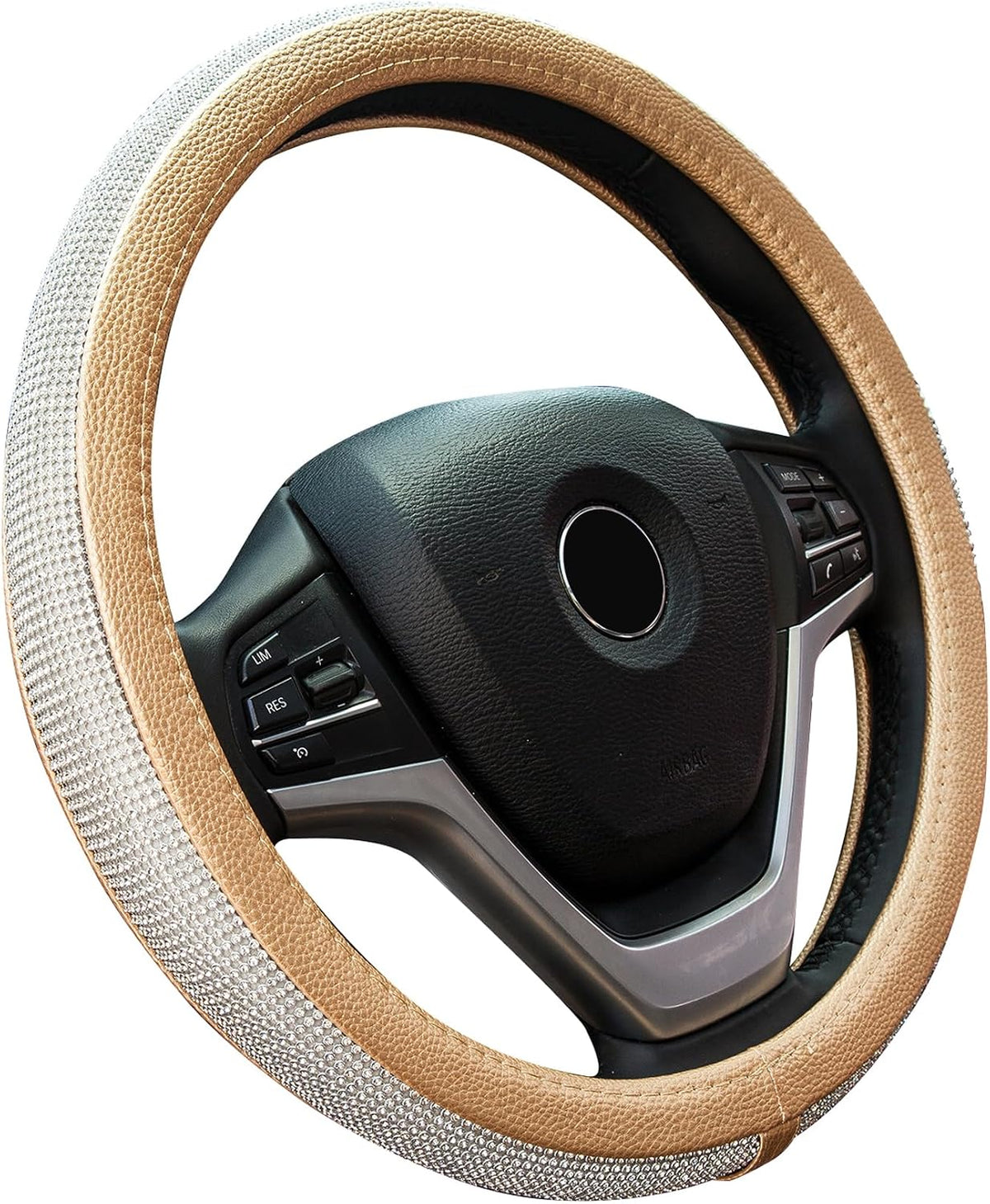New Diamond Leather Steering Wheel Cover with Bling Crystal Rhinestones