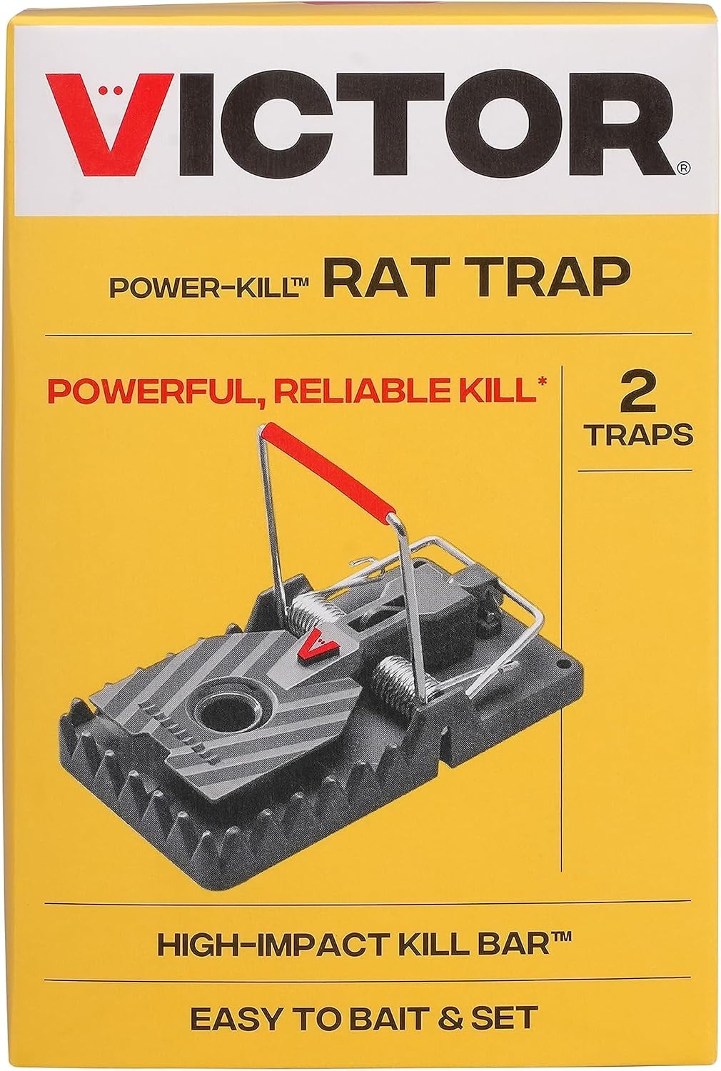 Victor Power Kill Rat Trap, 2-Pack of Easy Set Reusable Rat Traps