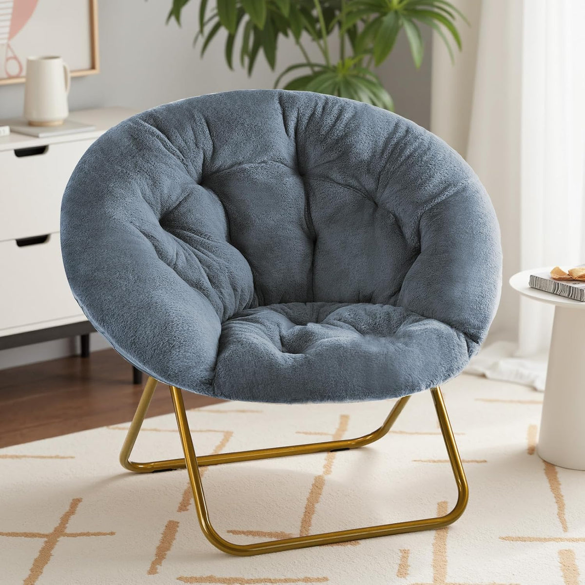 Sweetcrispy Comfy Chair for Adults, Foldable Living Room Chair, Soft Faux Fur Lounge for Bedroom Dorm Rooms, Comfortable Reading Chairs for Teens, X-Large