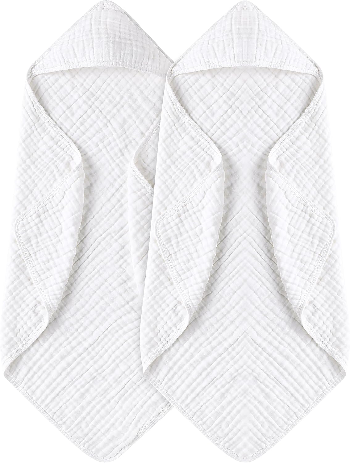 Yoofoss Hooded Baby Bath Towels 2 Pack 100% Muslin Organic Cotton with Hood