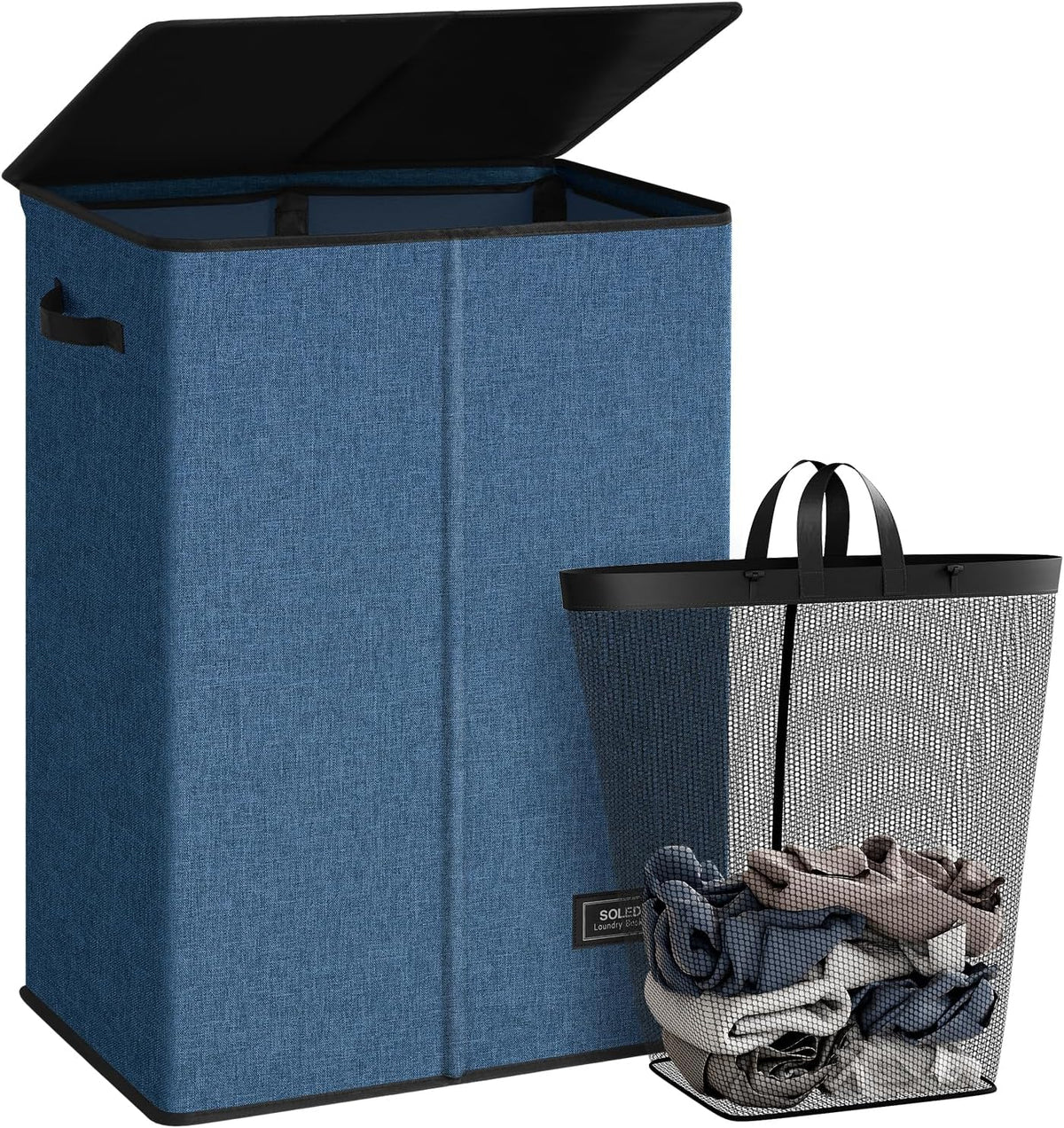 SOLEDI 100L Laundry Hamper with Lid, Large Collapsible Laundry Basket