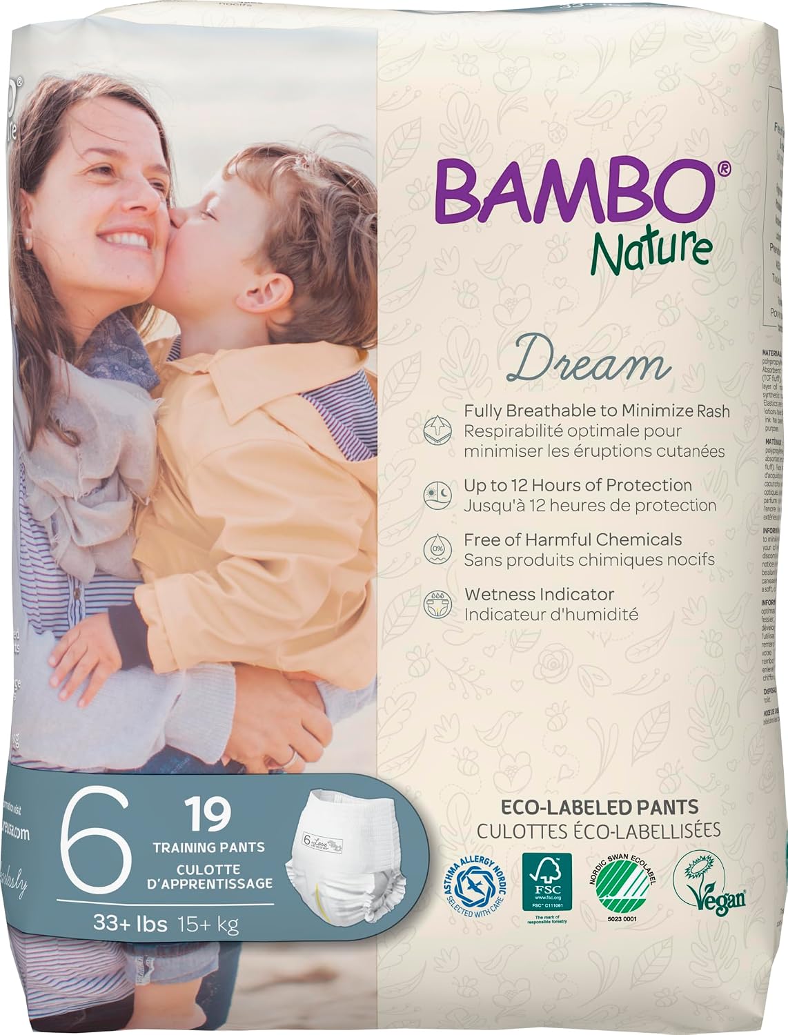 Bambo Nature Hypoallergenic Training Pants, Eco-Labeled Training Pants, Totally Chlorine-Free - Size 6 (19 Count)