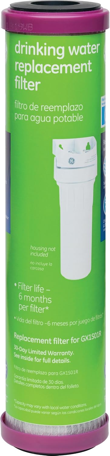 GE Single Stage Under Sink Replacement Filter, Fits GE GXK140TNN and GXULQK systems, Reduces Lead, Chlorine & Other Impurities for Better Water, Easy Install, Twist & Lock Design, FQK1R
