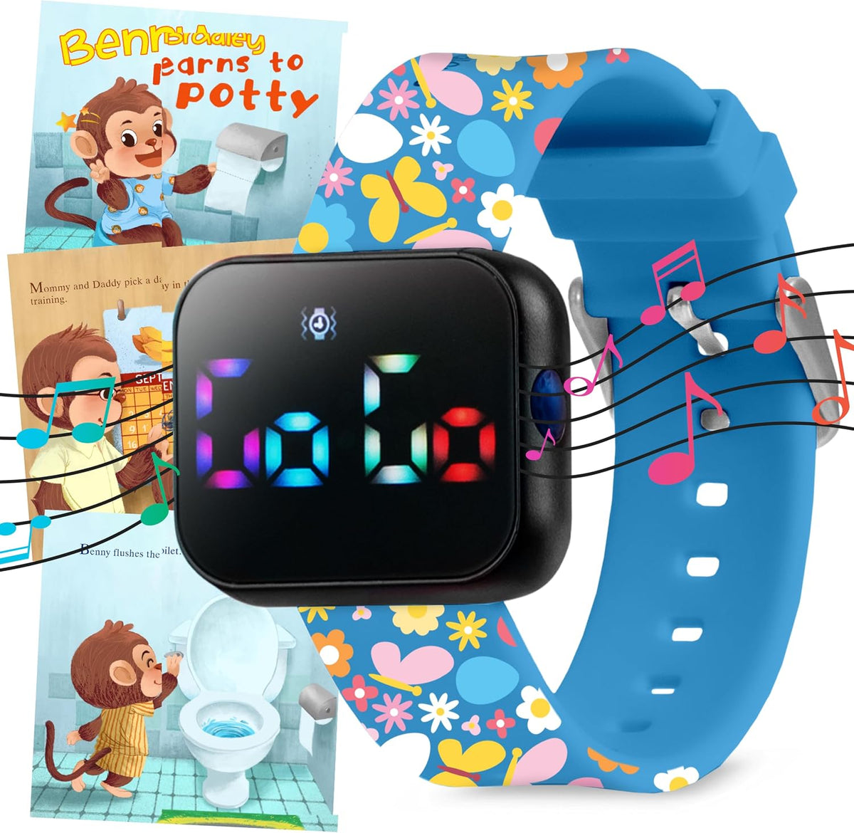 Potty Training Watch for Kids V2 – A Water Resistant Toilet Reminder Device for Boys & Girls to Train Your Toddler with Fun/Musical & Vibration Interval Reminder with Potty Training eBook (Pink)