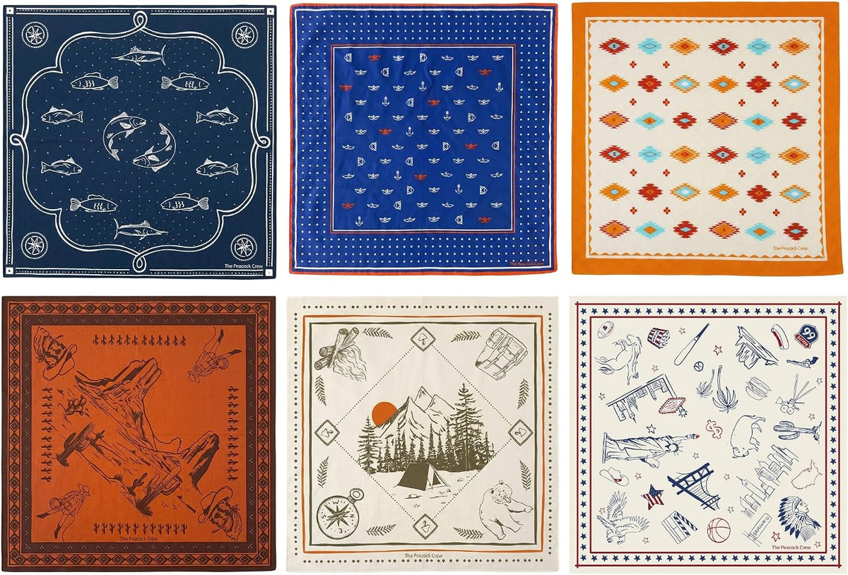 The Peacock Crew Premium Soft Cotton Bandanas Pack for Men and Women Paisley 22 x 22 inches