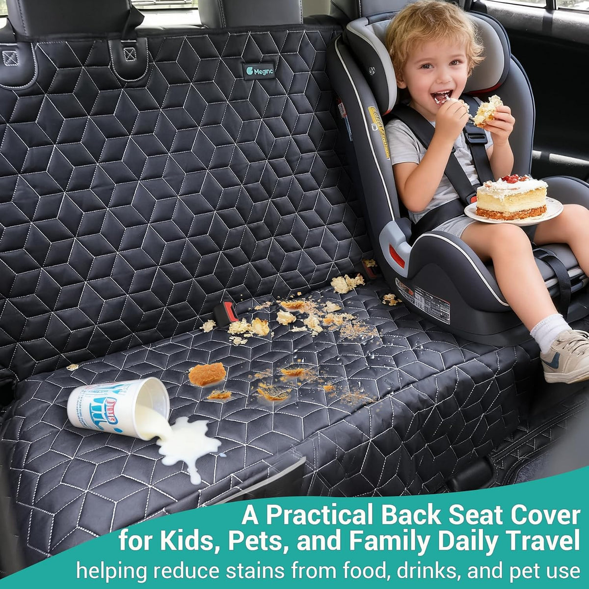Meginc Dog Car Seat Covers for Back Seat, Bench Seat Covers for Trucks