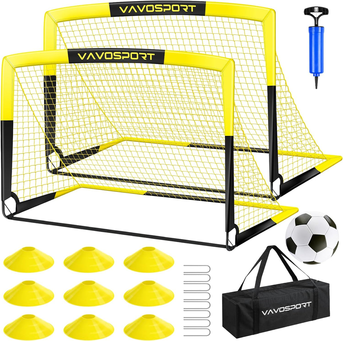 VAVOSPORT Kids Soccer Goals for Backyard Set of 2,Soccer Training Equipment