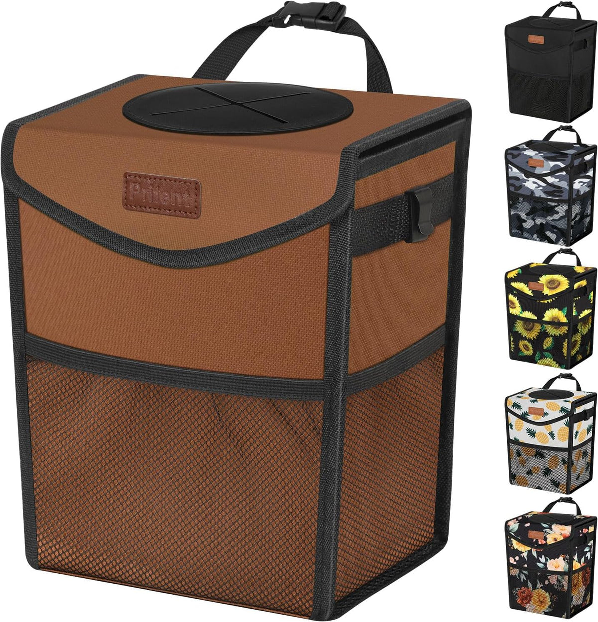 Pritent Car Trash Can with Lid Leakproof Car Garbage Bag Vehicle Trash Bin