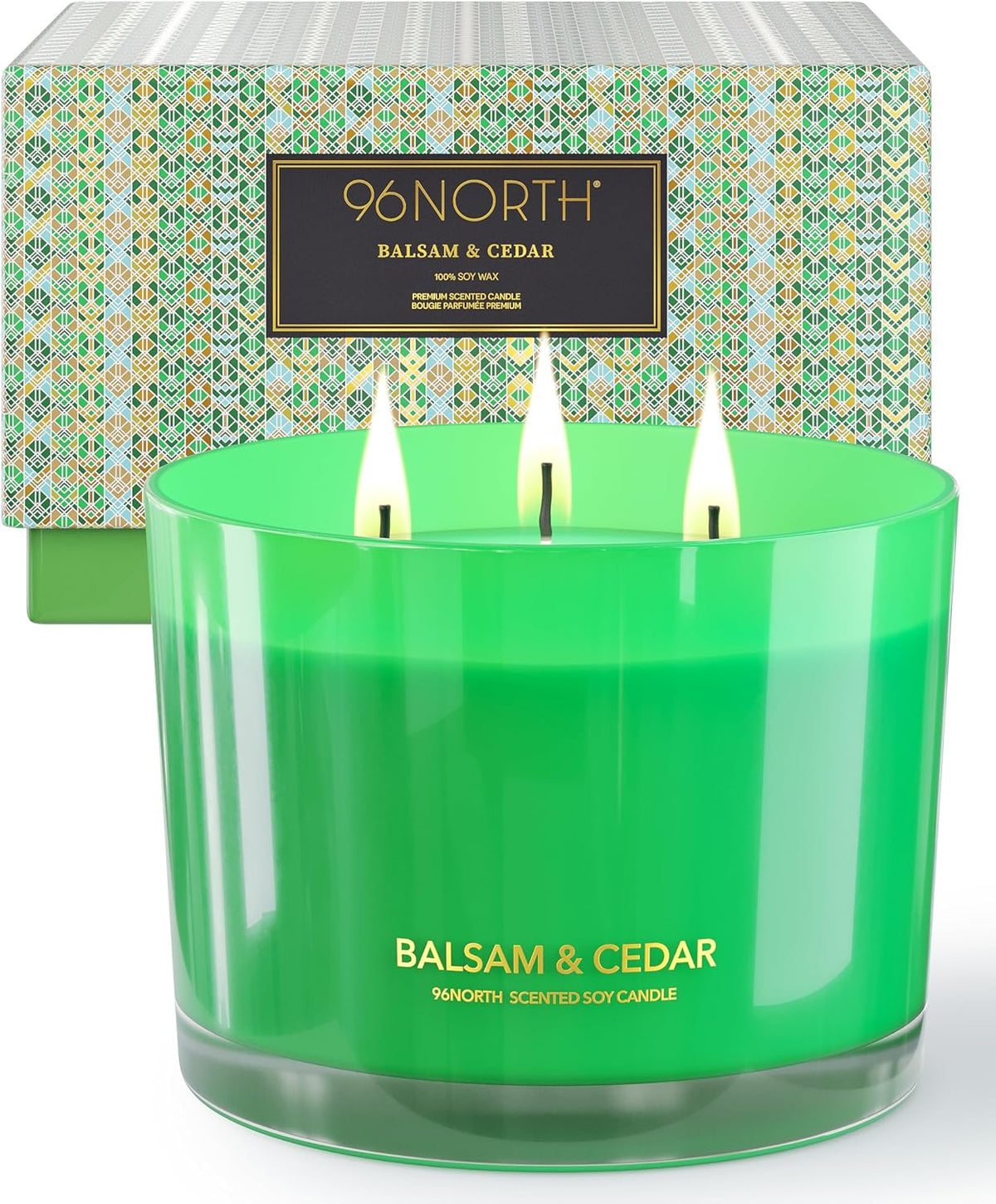 96NORTH Luxury Vanilla Soy Candles | Large 3 Wick Jar Candle | Up to 50 Hours Burning Time | 100% Natural Soy Wax | Relaxing Aromatherapy Aesthetic Candle | Housewarming Gift for Men and Women