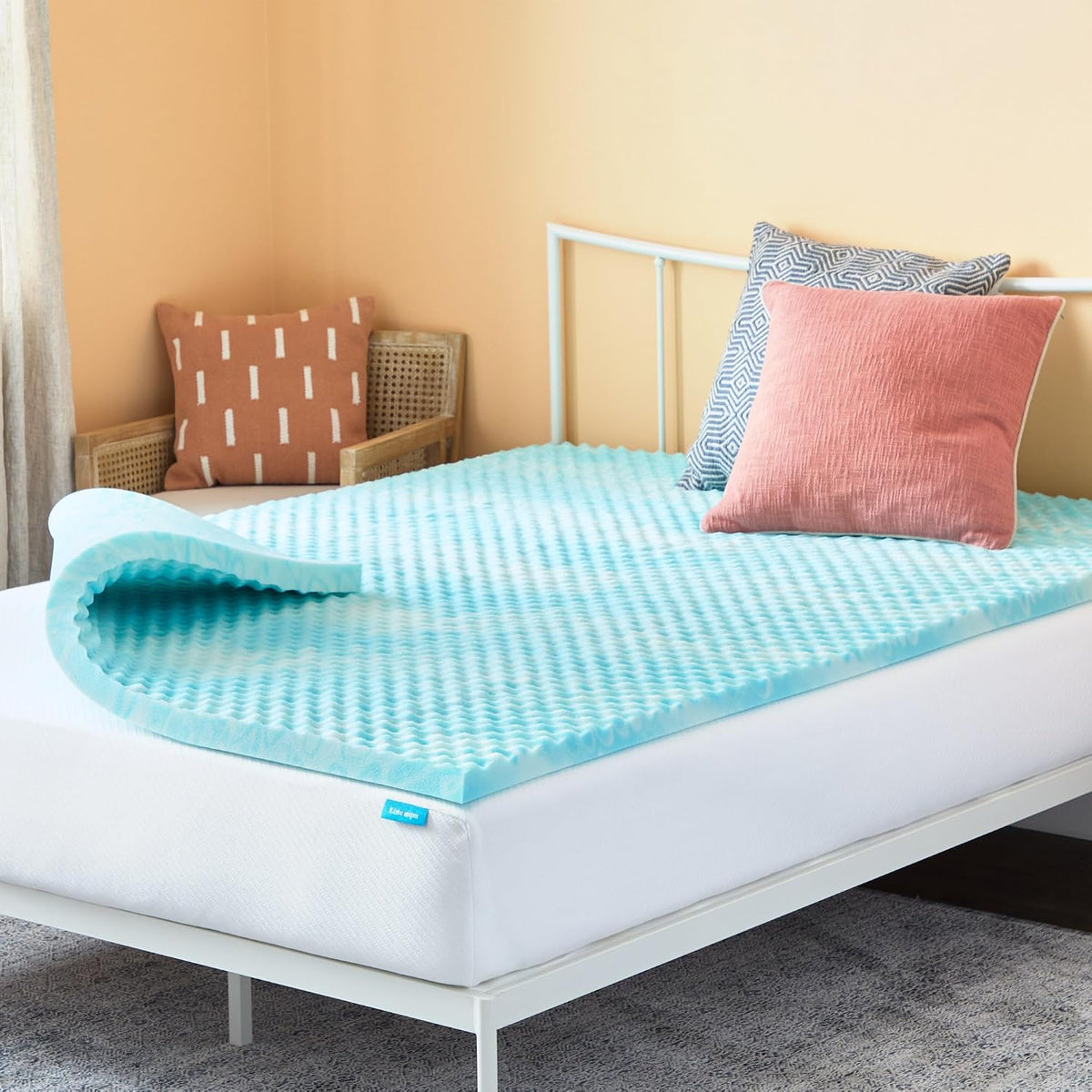 Linenspa Memory Foam Mattress Topper, Twin XL Size - 2 Inch Gel Infused Memory Foam - Plush Feel - Cooling and Pressure Relieving - CertiPUR Certified - Dorm Room Essentials