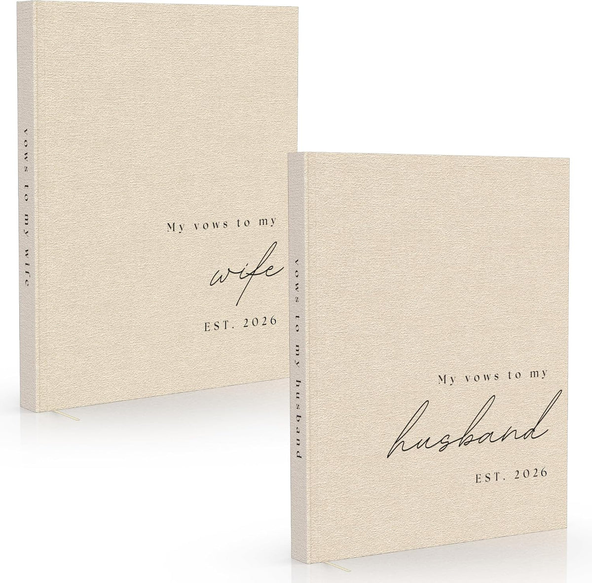 Wedding Vow Books His and Hers 2 Pack Personalized 2026 Year Linen Vow Book