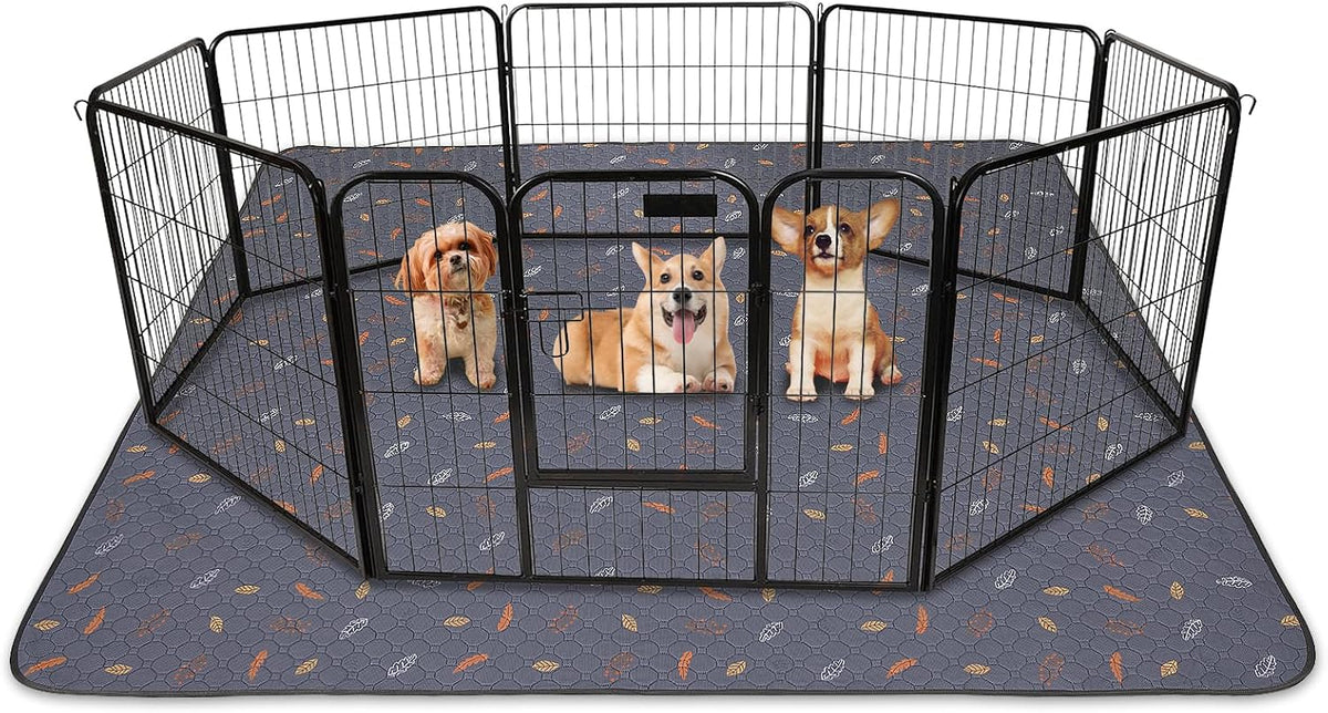 Sunheir Washable Pee Pads for Dogs, Reusable Puppy Pads for Dog Playpen 2PC | Thick Super Absorbent, Leak-Proof & Non-Slip, Waterproof Dog Pads for Puppy Playpen, Crate, Whelping Box, Potty Training Grey