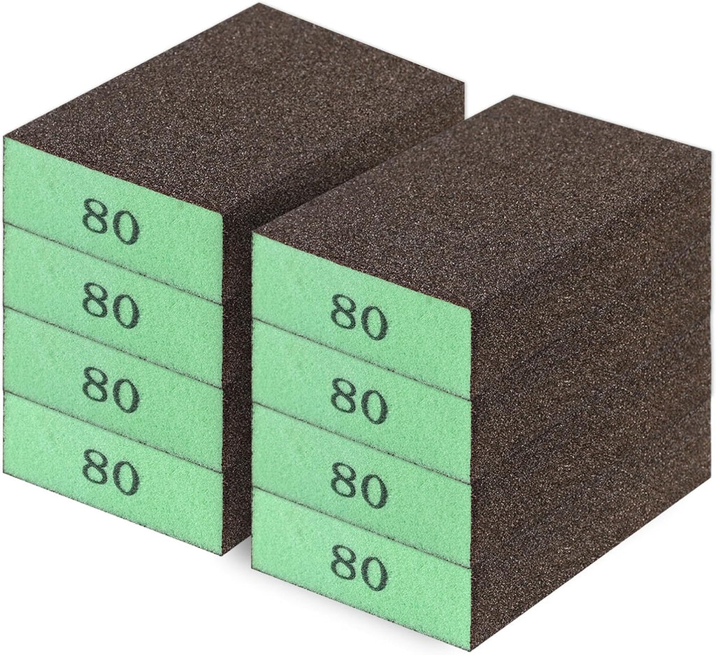 Romeda 8-Pack Sanding Sponge, Four Grits Per Pack 60/80/120/220, Washable and Reusable Handmade Sandpaper Block, Drywall Sandpaper Blocks for Wooden Drywall Sheetrock and Metal Glazing