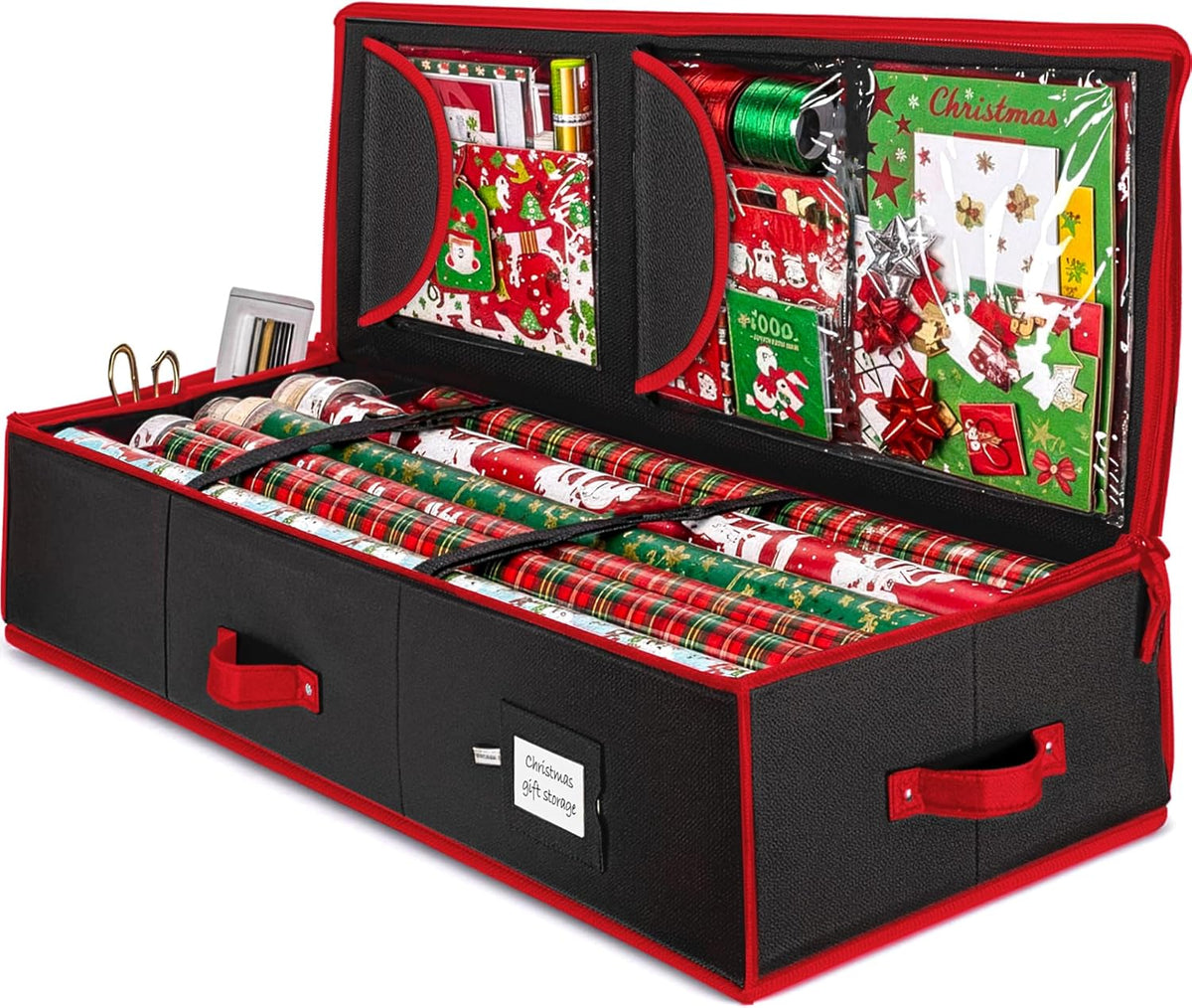 ZOBER Wrapping Paper Storage, Gift Wrapping Organizer Storage, Black/White
