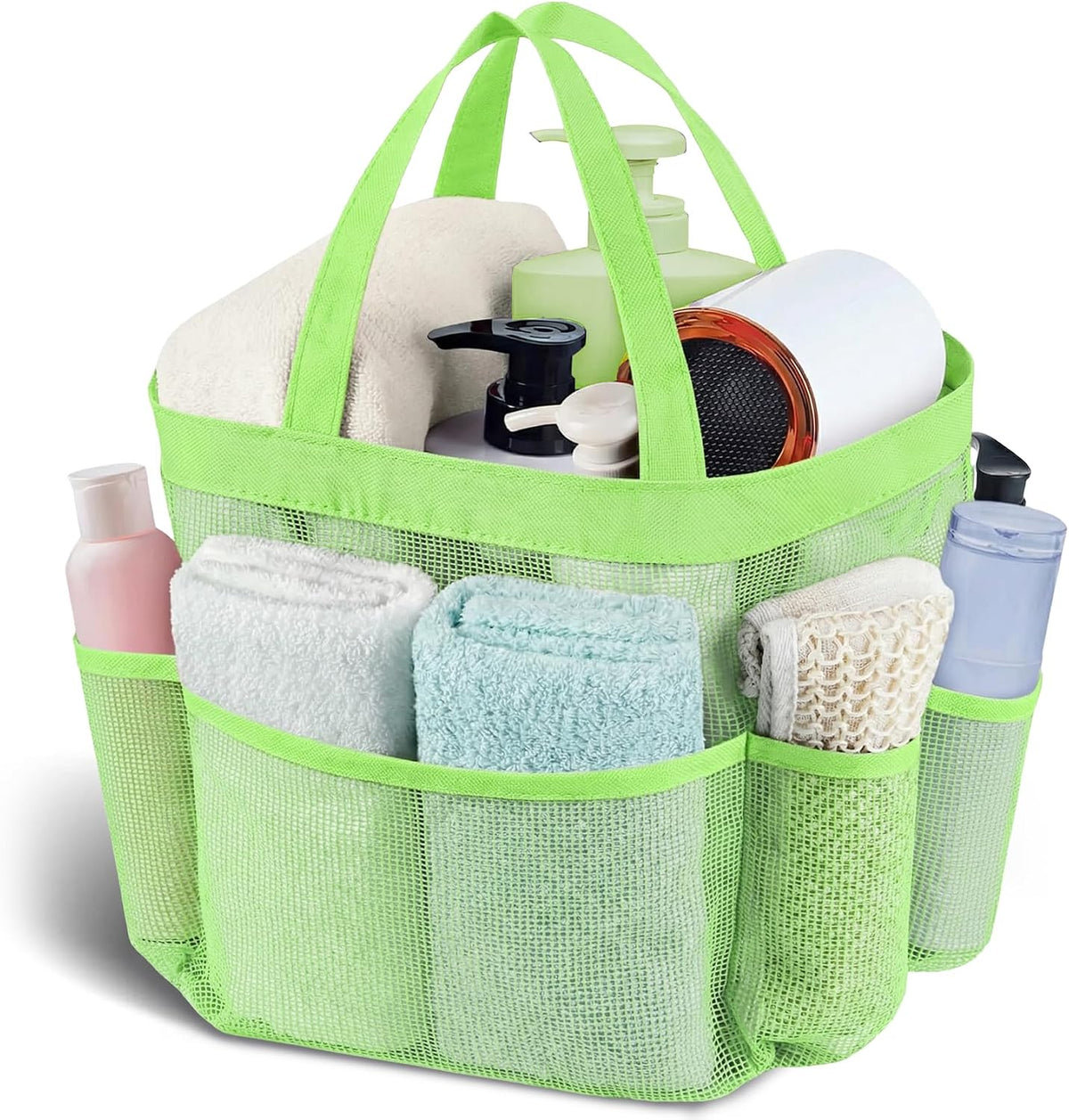 Mesh Shower Caddy Portable - 9 Pockets, Shower Bag for Dorm Room Camping