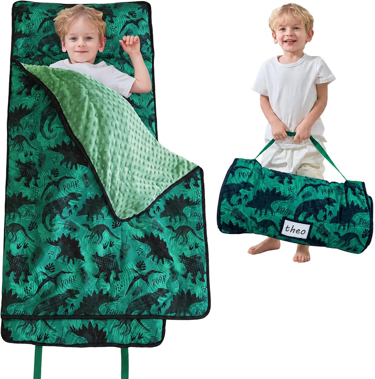 Lasoftan Toddler Nap Mat with Pillow and Blanket, Extra Large Rolled Napping Mats,Slumber Bags for Boys Girls,Kids Sleeping Bag for Daycare, Preschool Travel Camping