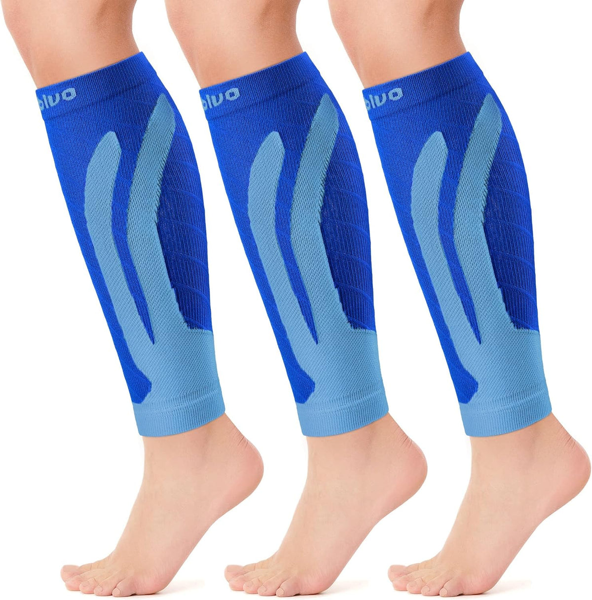 CAMBIVO Calf Compression Sleeve 3 Pairs Footless Compression Socks Running