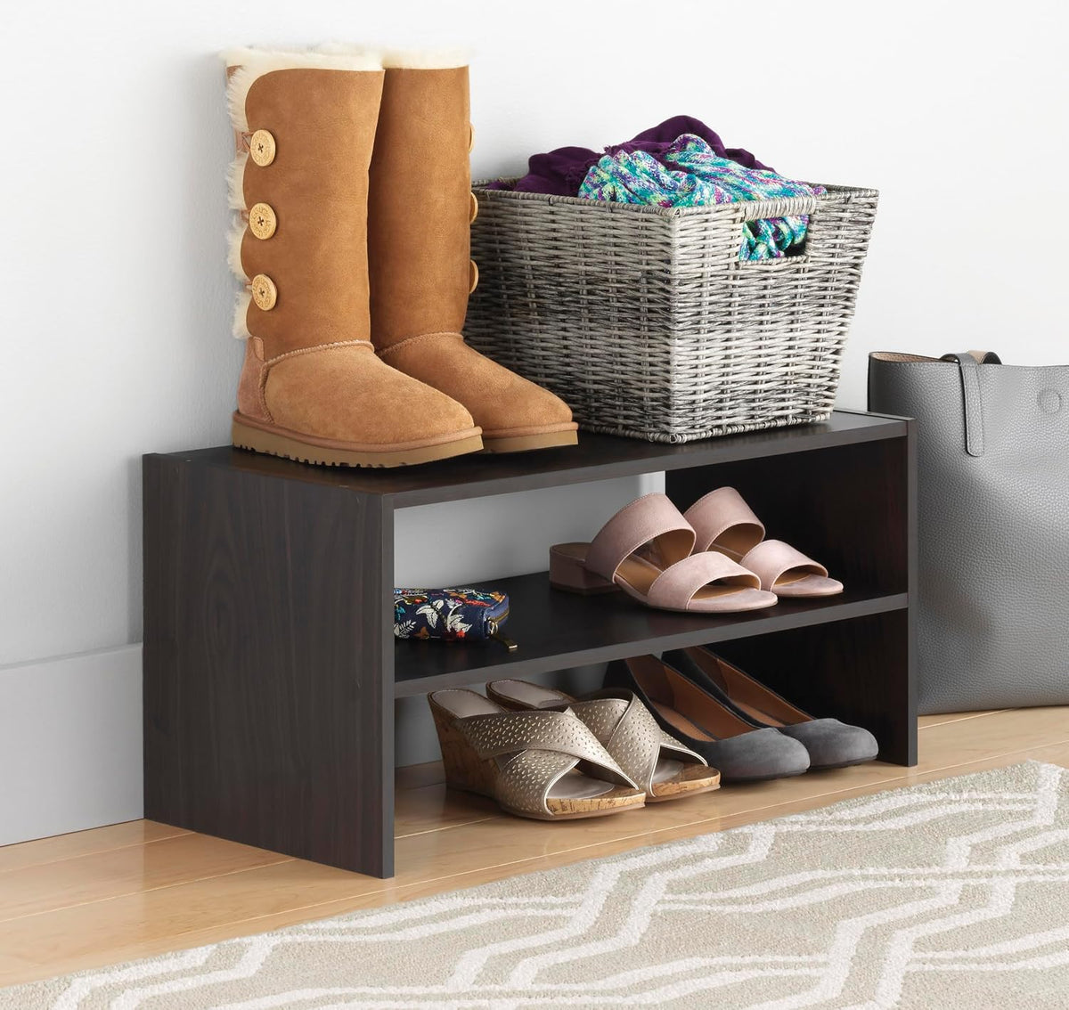 Whitmor Stackable 31" Extra Wide 2-Shelf Storage Organizer, White