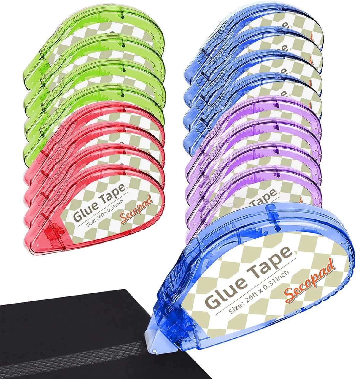 Secopad Scrapbook Tape, Glue Tape for Crafts, 4 Pack, Light-Colored Shell