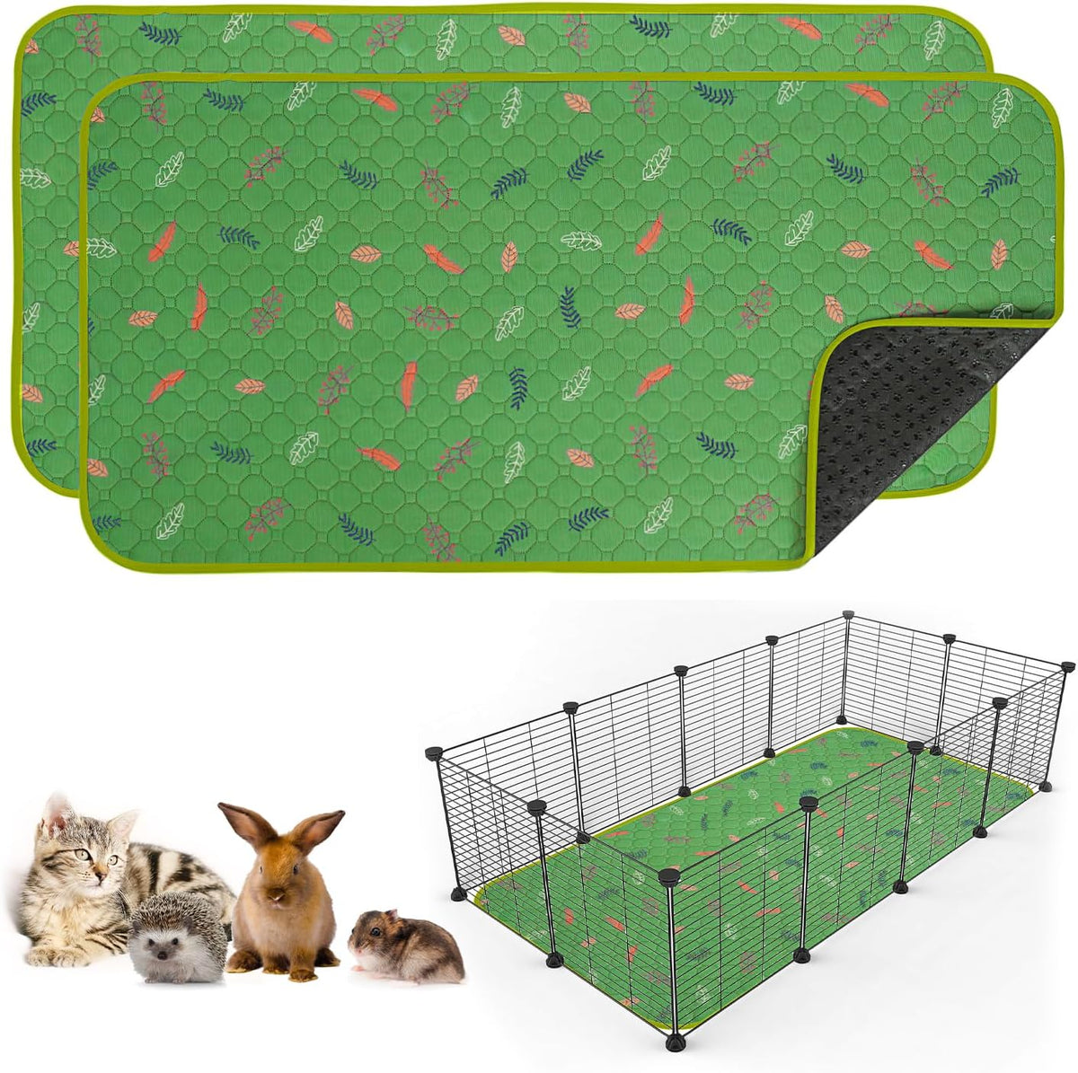 Sunheir Washable Pee Pads for Dogs, Reusable Puppy Pads for Dog Playpen 2PC | Thick Super Absorbent, Leak-Proof & Non-Slip, Waterproof Dog Pads for Puppy Playpen, Crate, Whelping Box, Potty Training Grey