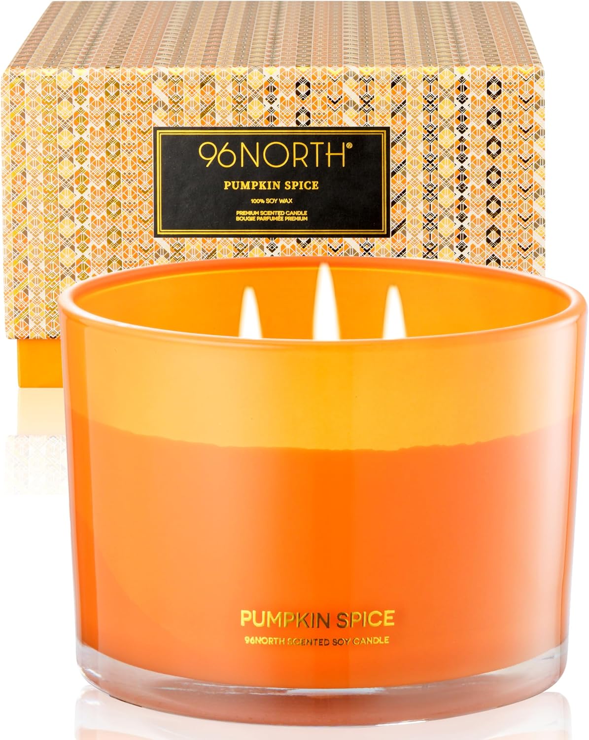 96NORTH Luxury Vanilla Soy Candles | Large 3 Wick Jar Candle | Up to 50 Hours Burning Time | 100% Natural Soy Wax | Relaxing Aromatherapy Aesthetic Candle | Housewarming Gift for Men and Women