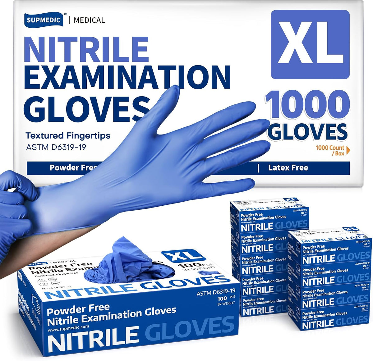 Supmedic Soft Max™ Nitrile Exam Gloves, Powder-Free Disposable Blue Iris