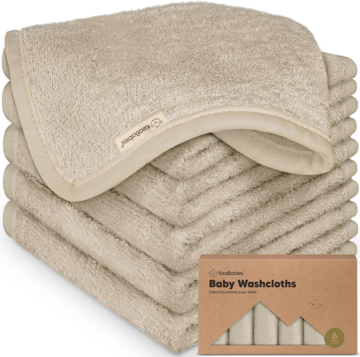 6-Pack Baby Washcloths, Soft Absorbent Washcloths for Face, Body (White)