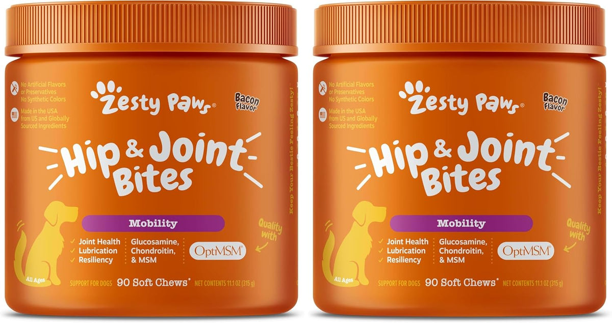 Zesty Paws Glucosamine for Dogs - Dog Joint Supplement, Bacon, 90 Ct