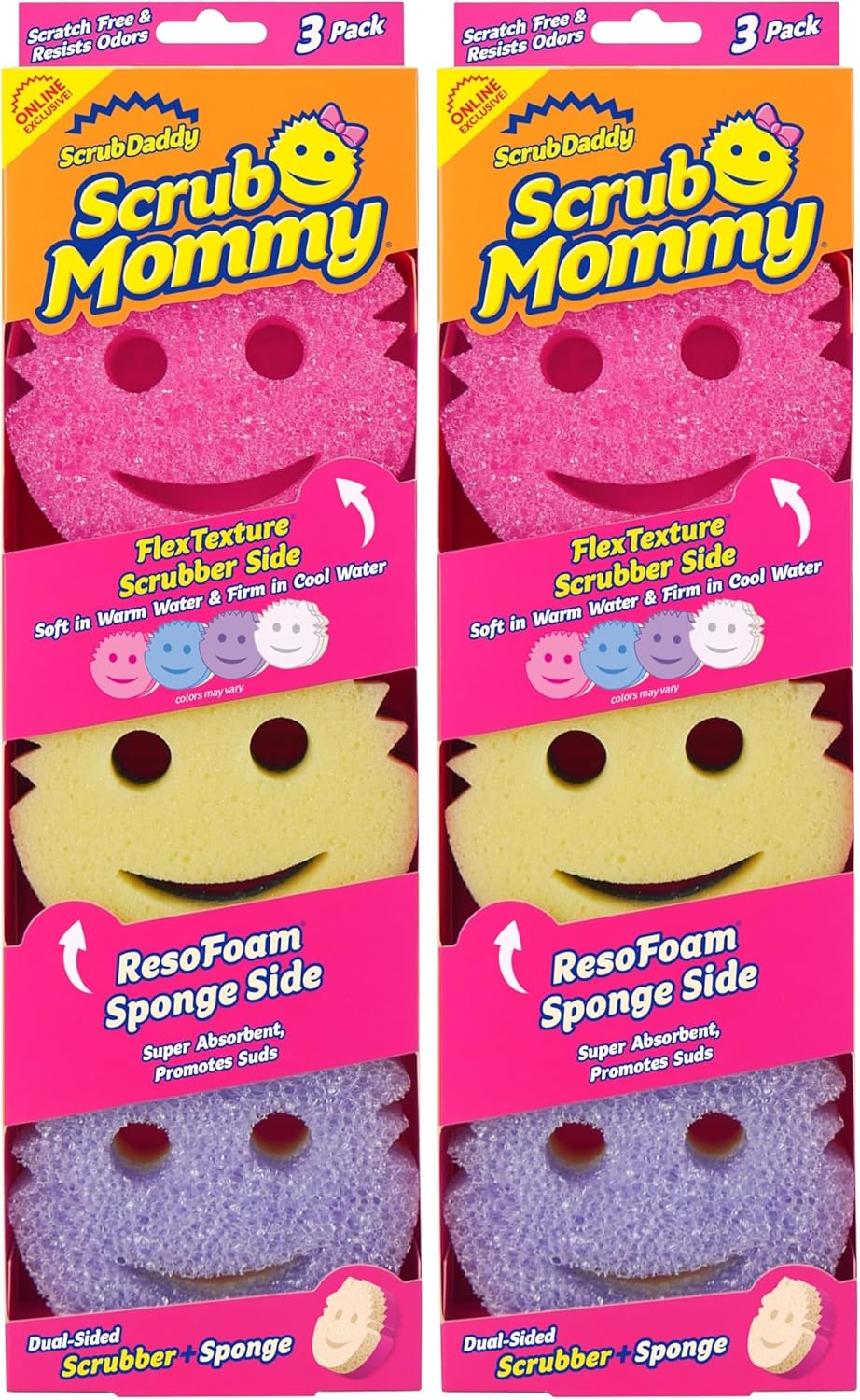 Scrub Mommy Kitchen Sponges - Dual-Sided Dish Sponges for Scrubbing - Non-Scratch Cleaning Sponges for Washing Dishes, Bathroom & Multi-Surface Cleaning - Online Exclusive (3 Count)