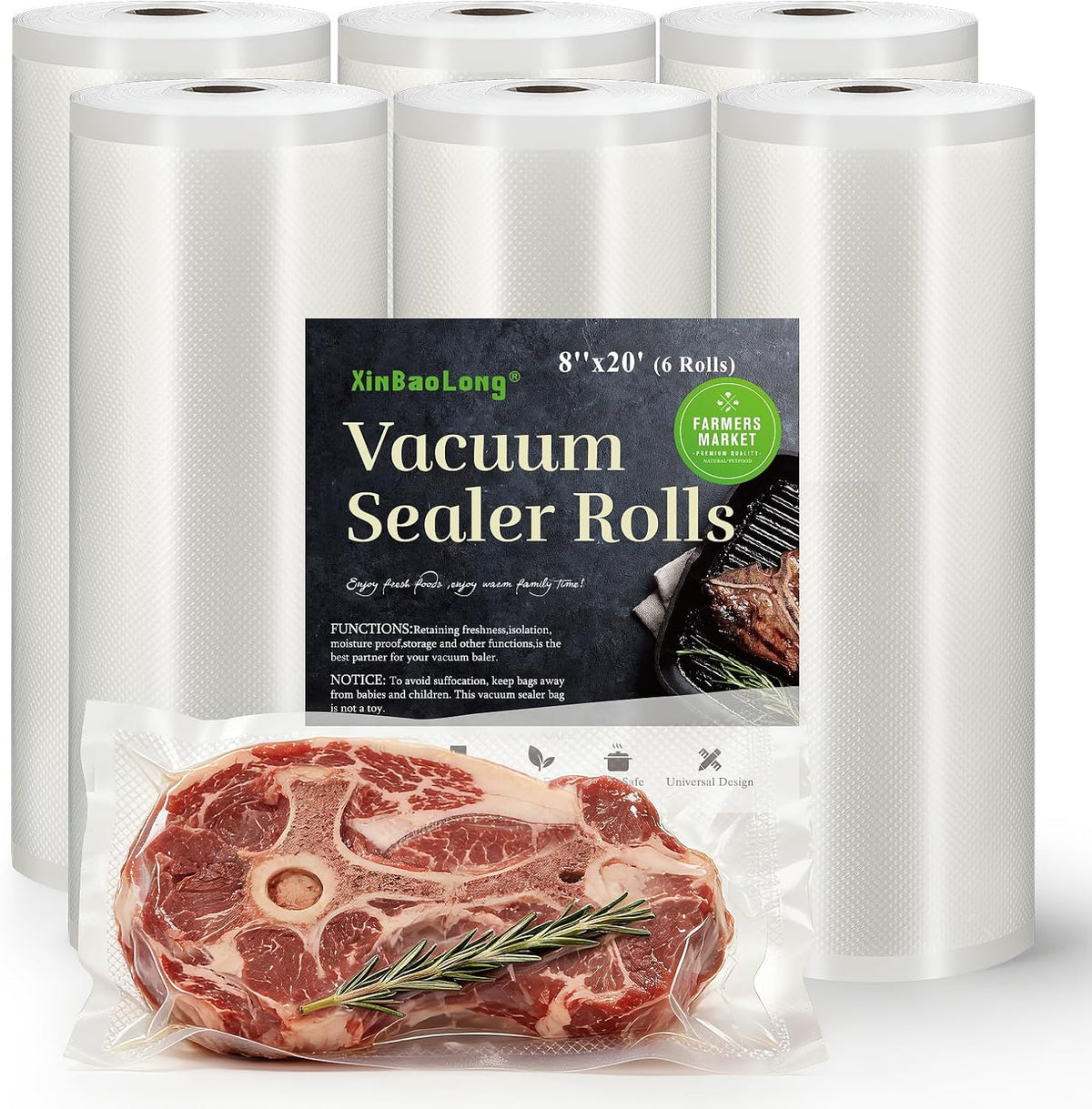 Vacuum Sealer Bags For Food 6 Pack, Kitchen Essentials